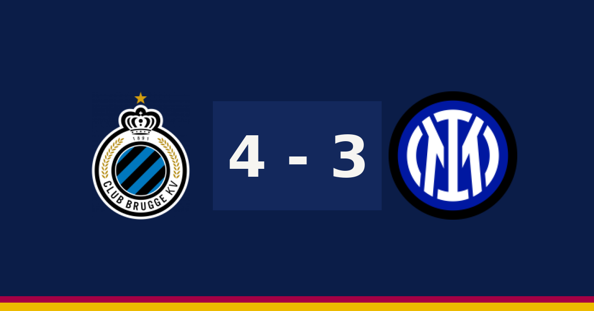 كلوب بروج يخطف الفوز من إنتر 4-3 في دوري أبطال أوروبا